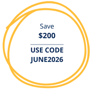 Save $200 use code JUNE2026 graphic in circle
